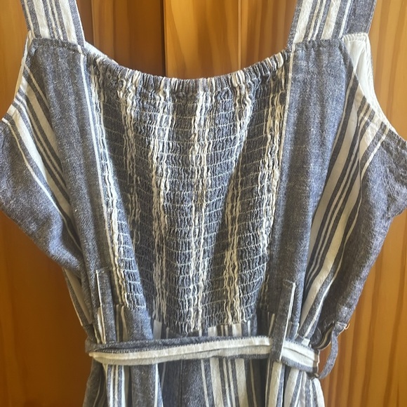 Rails Kyra Seaport Stripe Linen Blend Beachy Belted Boho Jumpsuit - Medium - Picture 6 of 12